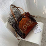 Clear Jelly Shoulder Bag with Letter Printing, Large Capacity