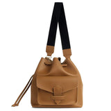 Wide Shoulder Strap Bucket Bag Retro PU Leather Handbag Wallet