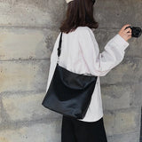 Ladsoul Large Capacity Crossbody Bag Female Travel Handbag Solid PU Leather