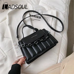 Ladsoul Pu Leather Crossbody Bag Small Shoulder Bag Chain Flap Bag
