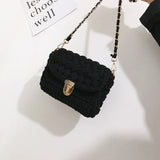 Ladsoul Hand Woven Chain Lock Crossbody Bag