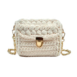 Ladsoul Hand Woven Chain Lock Crossbody Bag