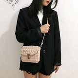Ladsoul Hand Woven Chain Lock Crossbody Bag