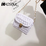 Ladsoul Hand Woven Chain Lock Crossbody Bag