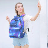 Ladsoul Starry Sky Canvas Backpack Large Capacity Travel USB Charging