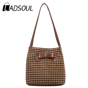 Ladsoul High-Capacity Shoulder Bag Autumn Winter Bucket Bag Women