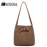 Ladsoul High-Capacity Shoulder Bag Autumn Winter Bucket Bag Women