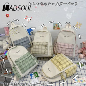 Ladsoul Large Capacity Backpack Women Canvas Waterproof Bags