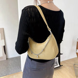 Lady Shoulder Bag Solid PU Leather Handbag Chains Tote
