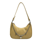 Lady Shoulder Bag Solid PU Leather Handbag Chains Tote
