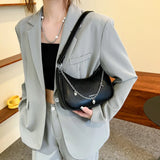 Lady Shoulder Bag Solid PU Leather Handbag Chains Tote