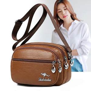 Multi-layer Shoulder Bag Middle-aged Messenger Crossbody Handbag