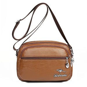 Multi-layer Shoulder Bag Middle-aged Messenger Crossbody Handbag
