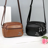 Multi-layer Shoulder Bag Middle-aged Messenger Crossbody Handbag