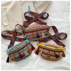 Bohemian Crossbody Purse Fringe Tassel Waist Pack Bum Bag