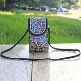 Ethnic Crossbody Cell Phone Bag - Retro Canvas Handbag