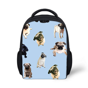 Lady Pet Dog Printing Mini Travel Purse Daypack Bulldog Pug PU Backpack