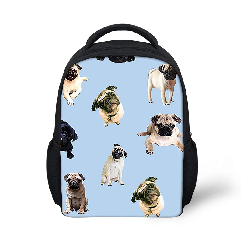 Lady Pet Dog Printing Mini Travel Purse Daypack Bulldog Pug PU Backpack