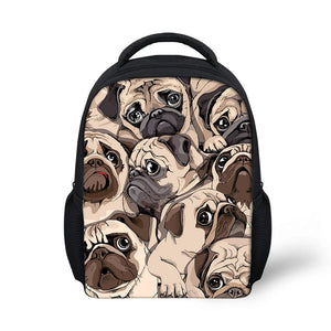 Lady Pet Dog Printing Mini Travel Purse Daypack Bulldog Pug PU Backpack