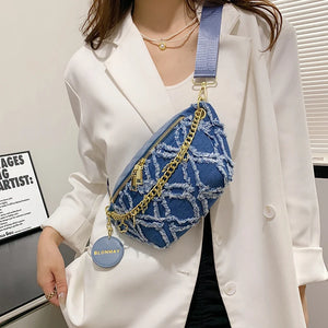 Lady Denim Waist Bag Clutch Female Belt Bags Fanny pack High Ladies Crossbody Ch