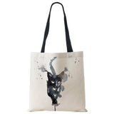 Sumi Cat Printed Eco Handbag Shopping Casual Shoulder Bag