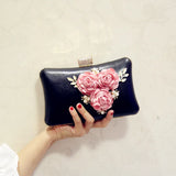 Diamonds Sequined Leaf Clutch Evening Bag with Chain Shoulder Flower Hand