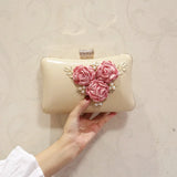 Diamonds Sequined Leaf Clutch Evening Bag with Chain Shoulder Flower Hand