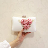 Diamonds Sequined Leaf Clutch Evening Bag with Chain Shoulder Flower Hand