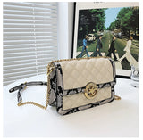 Snake Pattern Cross Body Bag Wooden Clip Vintage Shoulder Bag