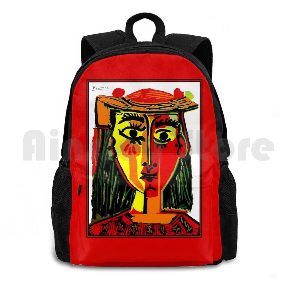 Vintage Abstract Lady In Red Painting Print Backpack