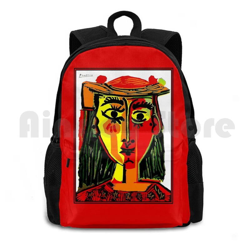 Vintage Abstract Lady In Red Painting Print Backpack