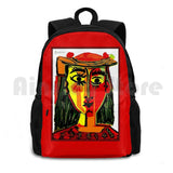 Vintage Abstract Lady In Red Painting Print Backpack