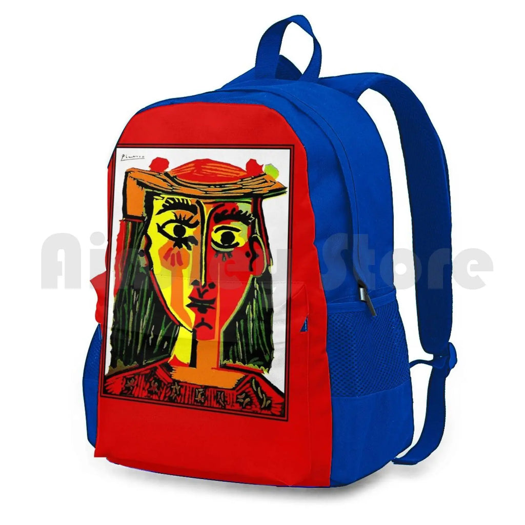 Vintage Abstract Lady In Red Painting Print Backpack