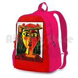 Vintage Abstract Lady In Red Painting Print Backpack