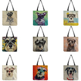 Schnauzer Dog Painting Shoulder Bag for Women Casual Shopping Tote