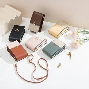 Lady Leather Small Crossbody Shoulder Bag with Cell Phone Pocket