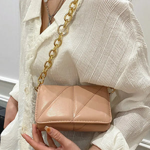 Lady Metal Chain Shoulder Bag Solid Women Handbag All Match Casual