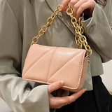 Lady Metal Chain Shoulder Bag Solid Women Handbag All Match Casual