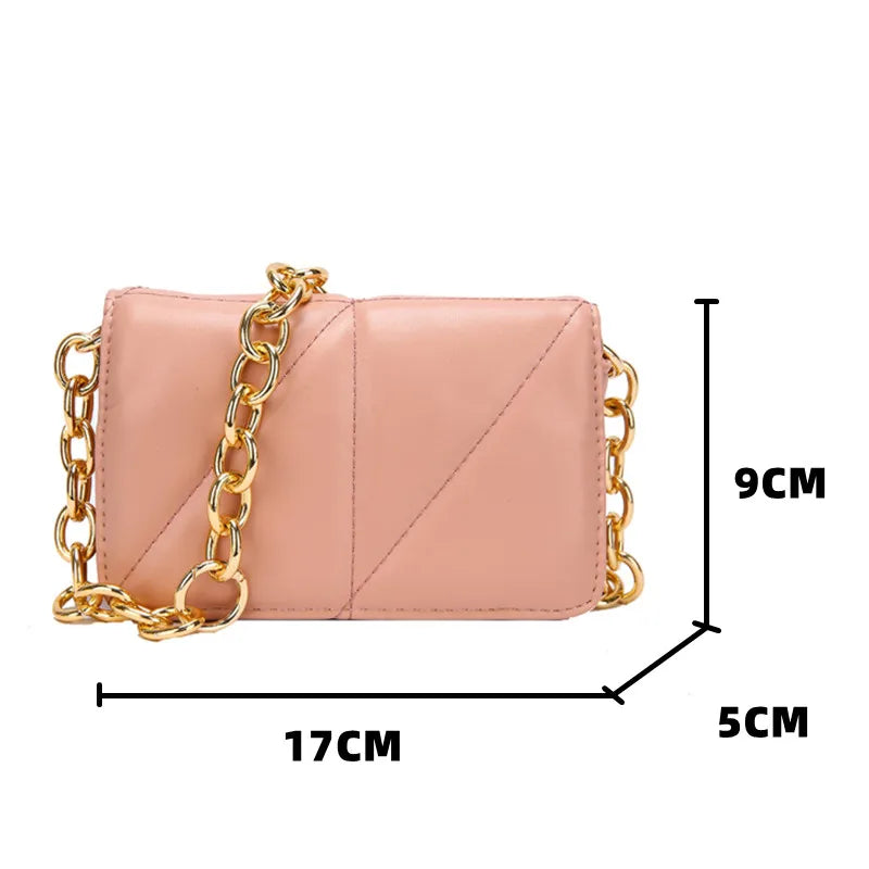 Lady Metal Chain Shoulder Bag Solid Women Handbag All Match Casual