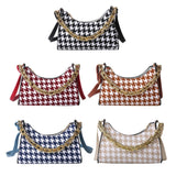 Vintage Houndstooth Chain Hobo Tote Bag