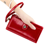 Oil Wax Women Clutch Wallet Leather Long Wallet Purse Coin Purse