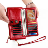 Oil Wax Women Clutch Wallet Leather Long Wallet Purse Coin Purse