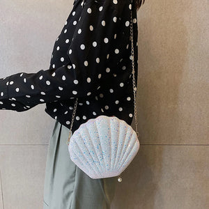 Sequin Lady Shell Chain Shoulder Bag Evening Purse Lipstick Bag