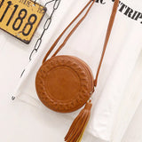 Versatile Funny Bag Woman Round Casual Shoulder Bag with Braided Tassel