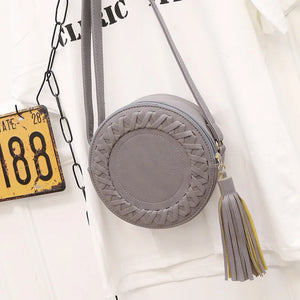 Versatile Funny Bag Woman Round Casual Shoulder Bag with Braided Tassel