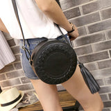 Versatile Funny Bag Woman Round Casual Shoulder Bag with Braided Tassel