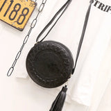 Versatile Funny Bag Woman Round Casual Shoulder Bag with Braided Tassel