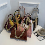 Lady's Crocodile Pattern Shoulder Bag PU Leather Niche