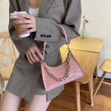 Lady's Crocodile Pattern Shoulder Bag PU Leather Niche