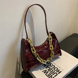 Lady's Crocodile Pattern Shoulder Bag PU Leather Niche
